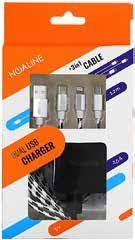 NOALINE KUČNI DUAL USB PUNJAČ + KABEL 3/1